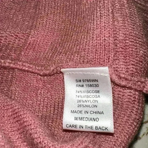 Mauve Fringe Ruffles Women's Love Tree Pink Sweater M - Picture 9 of 9